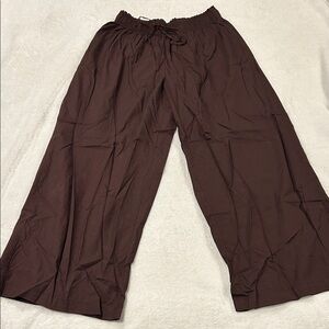 Free People Black Elastic Waist Wide-Leg Pants